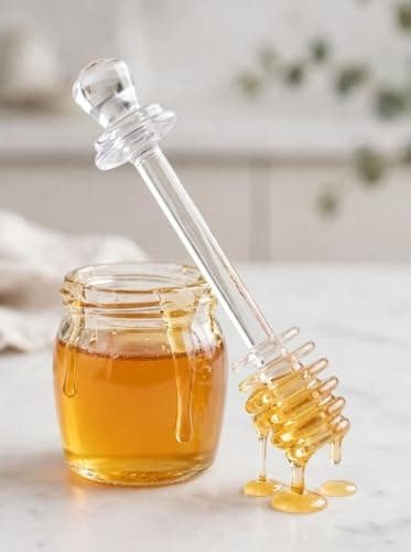 Generic Transparent Acrylic Honey Dipper,Made of clear,crystal-like acrylic;it doesn't absorb honey or retain its scent,Dispenses honey in a perfect,steady stream without making a mess of the jar, .ho