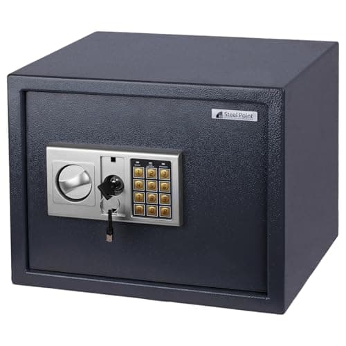 Steelpoint Secure Plus 34L Home or Office Safe for Jewelry, Passports, Cash and Important Papers, 38 x 30 x 30 cm (W x D x H) (Grey)