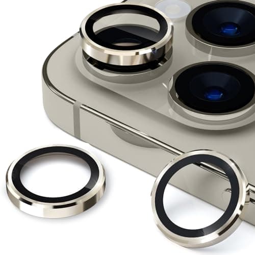 imluckies Camera Lens Protector for iPhone 15 Pro - iPhone 15 Pro Max, 9H Tempered Glass & Anti-Scratch Metal Individual Ring Lens Cover, HD Clear Keep Lens Original Design, Natural Titanium Screen protector