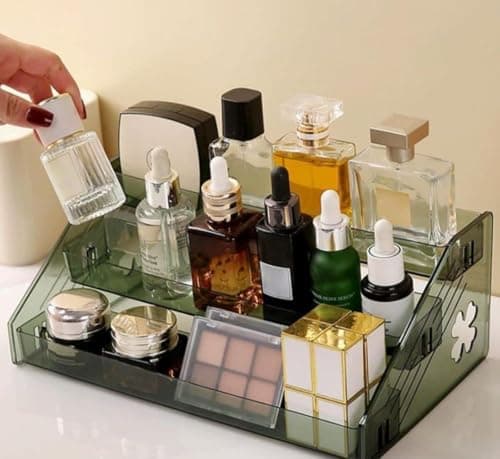 Generic Makeup and beauty tool organizer, Multi-layer acrylic, 3-tier ladder-style stand .kl