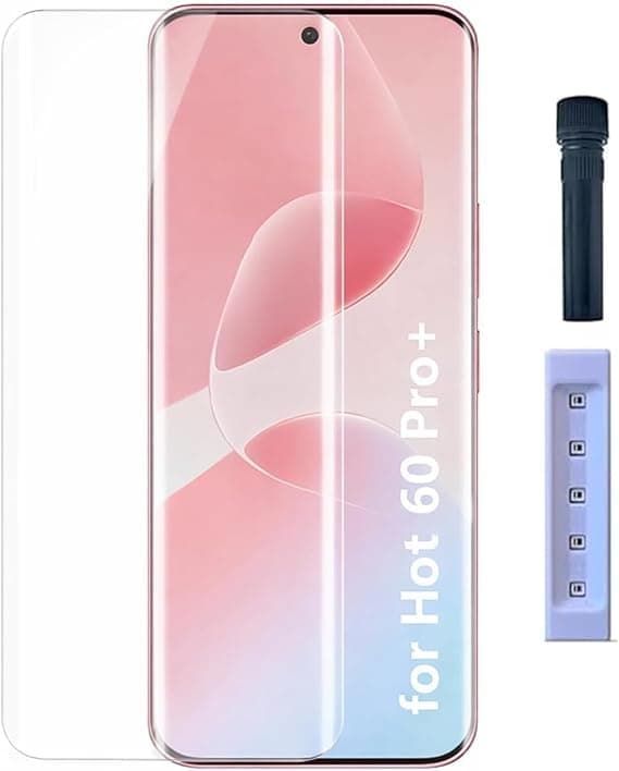 (Compatible with Infinix Hot 60 Pro+ Plus) Screen Protector [Liquid UV Tempered Glass] Full Screen adhesive [Sensitive Touch][Fingerprint Sensor Compatible] HD Transparent