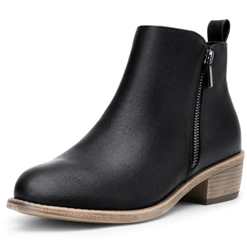 Jeossy Women's Ankle Boots Fashion Low Heel Black Winter Booties for Women Size 7.5(DJY905 black 07.5)