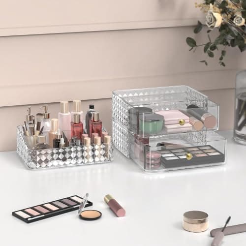 3-Tier Acrylic Makeup Organizer Medium Clear Shatter-Resistant Storage Box Caddy
