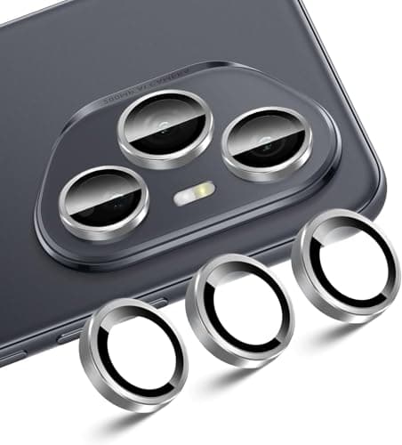 Camera Lens Protector for Honor 400 Pro, 9H Tempered Glass Metal Ring Camera Cover Screen Protector, Case Friendly, Anti Scratch, Silver