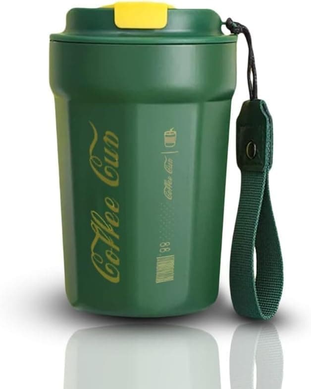 Travel Mug 380ml, Insulated Stainless Steel Coffee Cup with Leak-Resistant Lid, Double-Wall Reusable Tumbler for Hot and Cold Drinks, Office, Car and Travel, Green