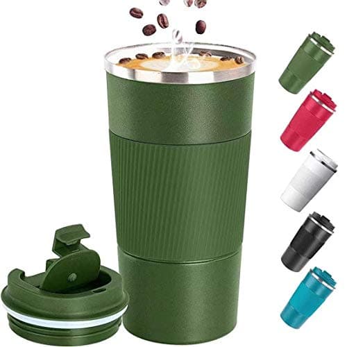 17oz Tumbler,Double Walled Insulated Stainless Vacuum Coffee Travel Mug With Leakproof Flip for Keep Hot/Ice Coffee,Tea and Beer,510ml, Green