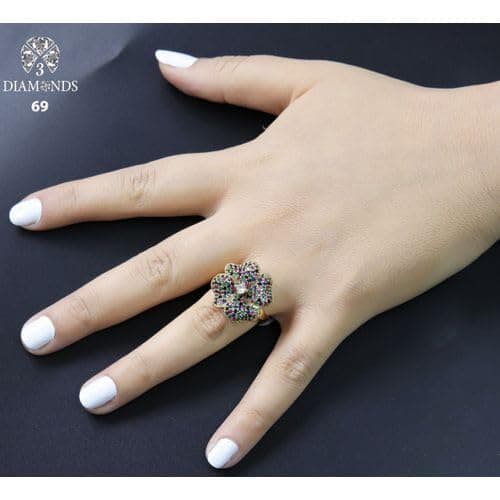 3 Diamonds 3370159539218 Gold Plated Wedding Ring for Women - Elegant Fashion Jewelry