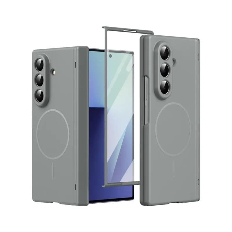 Shock Resistant Phone Back Cover (Compatible with Samsung Galaxy Z Fold 8 Ultra) with Tempered Glass Screen Protector Slim Back Cover (Gray) Cellular phone case