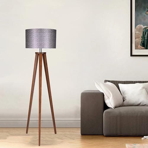 El Rawda RL-FL-A-025 Modern and Elegant Dark Wood Floor Lamp High Quality for Living Room or Bedroom - Silver