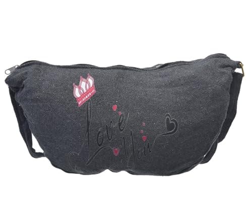 OX W-10 Comic Phrases Fabric Fashion Printed Waist Bag with Zipper for Women, Grey Waist pack