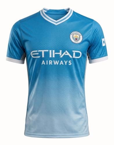 Manchester City Home Jersey, V-Neck Football Shirt, With Perfect High Material Crew Neck