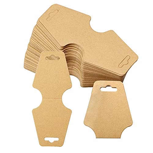 oupados 100 Pcs Kraft Paper Card Display Necklace Jewellery Display Card Holder for Necklaces, Bracelets, Hairpins (Brown) Jewelry storage