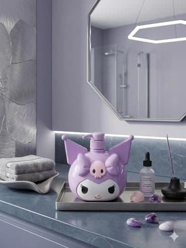 Kitchen Soap Dispenser - Lovely Cartoon Character Liquid Soap Pump Bottle Purple Color Reusable Design Perfect Home Decor for Kids Spaces