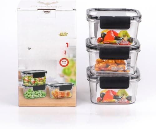 Airtight Fridge Food Container Set of 3 400ml - Small Storage Containers for Organizing Food Inside Refrigerator AR