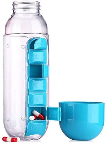TOPHAVEN Plastic Pill & Vitamin Organizer Water Bottle, 750ml, Set of 1