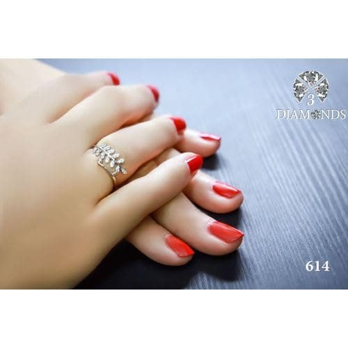 3 Diamonds 3370159539683 Tree Leafs Platinum Plated Ring For Women With Zircon Stone - Silver