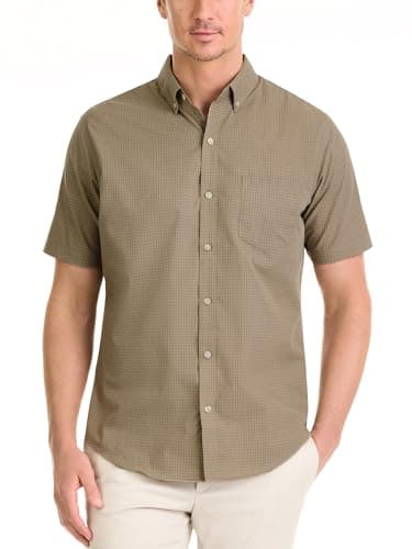 Van Heusen Men's Wrinkle Free Short Sleeve Button Down Shirt, Aluminum Minicheck, XXL