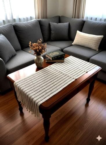 Generic Macrame Table Runner, Beige, 130x45 cm, Multi-Purpose Dining Table Runner for TV Stand .flo