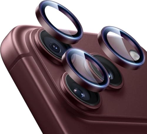 ARROWS Camera Lens Protector for iPhone 18 Pro Max/iPhone 18 Pro, Individual Metal Ring Lens Covers, 9H Tempered Glass, HD Clear, Scratch Resistant, Easy Installation - Burgundy