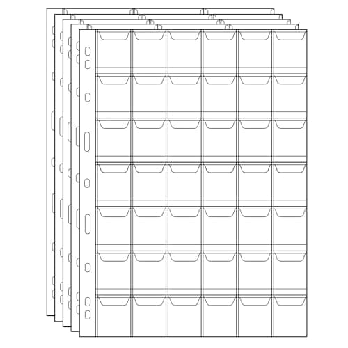 Uncle Paul Coin Pocket Pages - 42 Compartments Standard 9 Hole Coin Pocket Inserts Collector Sleeves for Coins 5 Sheets CS03542 Card document sleeve
