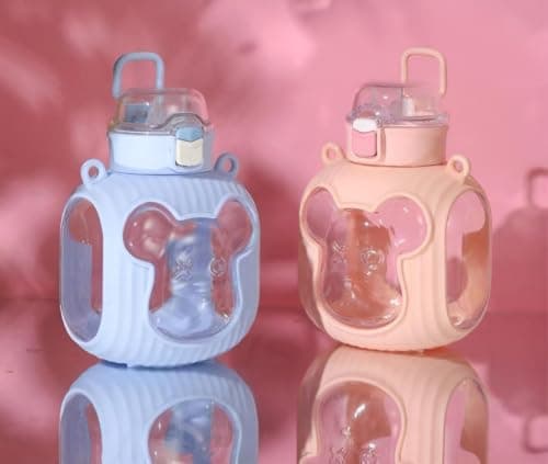 900ml Kids Water Bottle with Straw and Shoulder Strap, BPA Free Leak Proof Hygienic Plastic Bottle with Silicone Cover, Multi Color School Bottle for Club and Trip Baby bottle