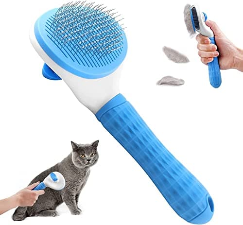 Cat Brush, Dog Brush, Dog and Cat Hair Brush Brush Grooming Brush, Self Cleaning Cat and Dog Grooming Brush, Shedding Tool for Pets with Short/Medium/Long Hair (Light Blue)