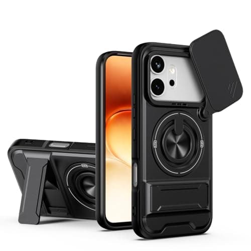 GOLDEN MASK Compatible With Honor 600 Ring Case With stand And Camira Holder Case (Black) Cellular phone case