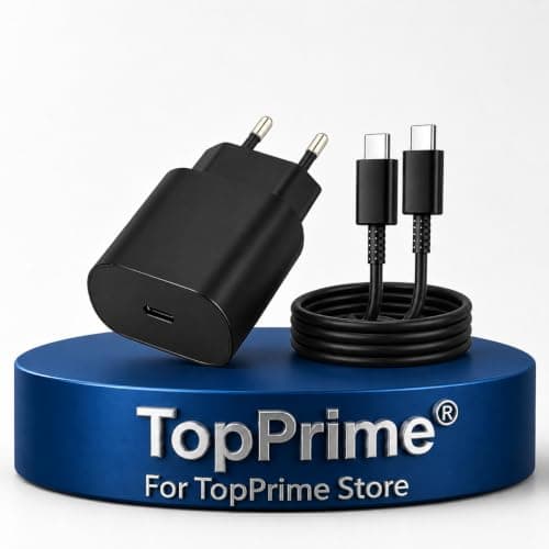 TopPrime Original Dual Charger (for Mobile Phones (25W) Certified with Type-C to C Cable (Black) Charging adapter