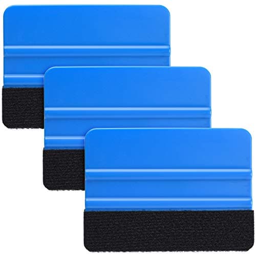 POLKASTORE Durable Black Felt Edge 4-Inch Vinyl Squeegee Tool, Pack of 3