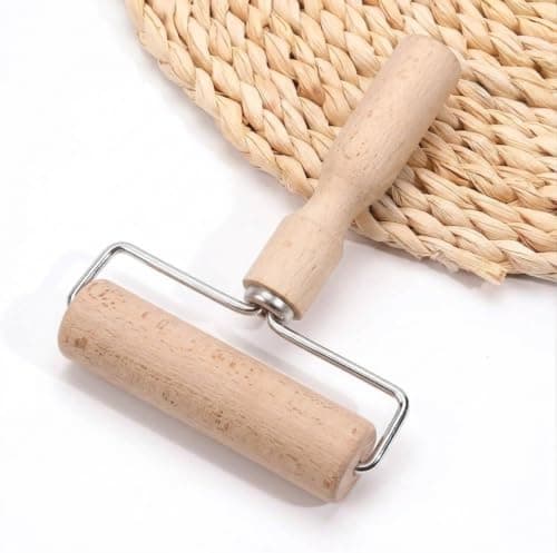 Manual Rolling Pin with Ergonomic Handle and Stainless Steel Frame – Non-Stick Rolling Pin for Pizza, Pastry, Pies, Biscuits, Bread – 12 x 15.8 cm – Practical Kitchen Tool