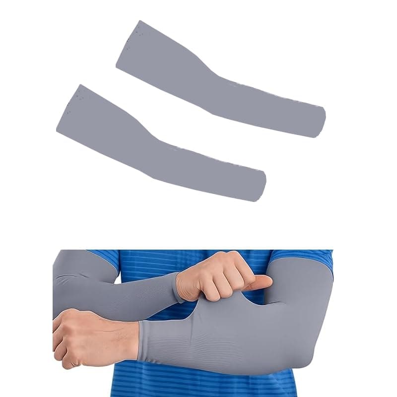 2020 KaberMisr 2020 Cooling Arm Sleeves UV Protection Summer Winter Motorcycle Arm Protector for Men and Women (2 Pair, Grey, Code:8825)