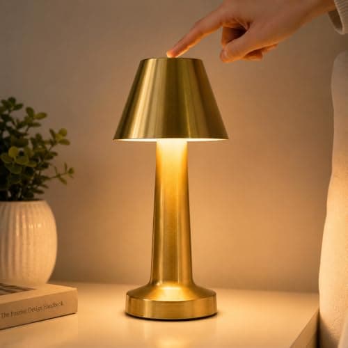 Portable LED Table Lamp, Rechargeable Touch Sensor, Gold Night Light, Decor | Bedroom And Office Spaces, Rechargeable Design, Touch Control, Portable Lighting, Warm Ambiance, Easy Placement, Modern Decor