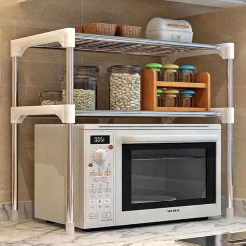 Stainless Steel Microwave Stand Kitchen Shelf Space Saving Storage Rack