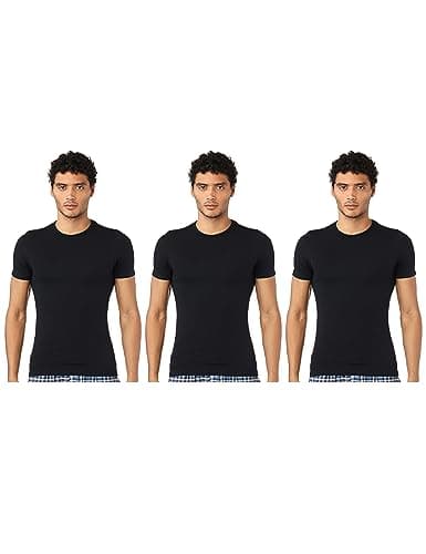 Dice Mens Set of 3 Half Sleeve Crew Neck Cotton& 5% Lycra Undershirt (pack of 3) Shirt