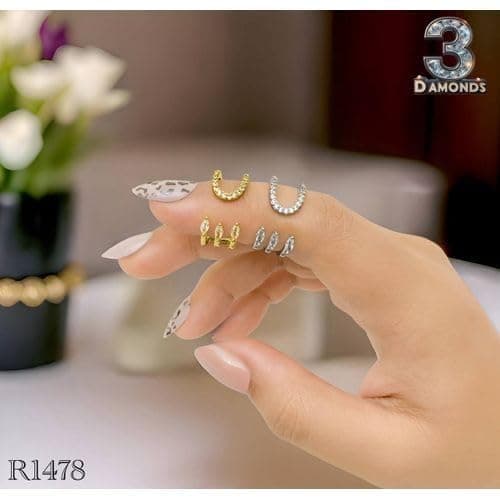 3 Diamonds 292474661779666 Platinum-Plated Open Zircon Ring – Minimal Silver Adjustable Bands-1
