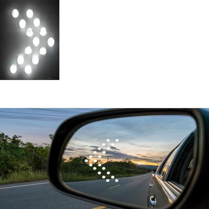 LED Arrow Mirrors, Car Rear View Mirror Lights Accessories Parking Turn Indicator (White Light, 2 Rows) SA CAR Auto part