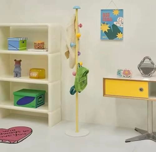 Mushroom Clothes Hanger | Modern Metal Stand Hanger Height 168 cm with Colorful Hooks for Clothes and Bags Clothes rack