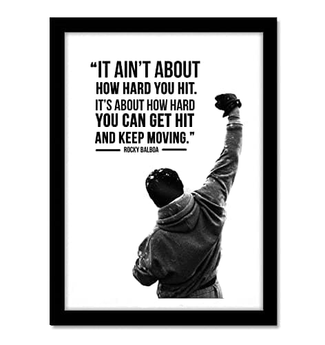 GRAY WALL Good Hope Acrylic Glass Sylvester Stallone Rocky Balbao Quote Framed Poster, Multicolor For Room & Office (10 Inch X 13 Inch, Framed) Wall art