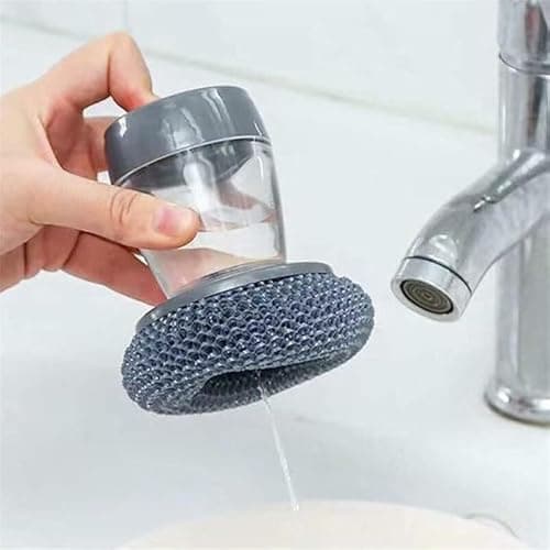 Kitchen Soap Dispensing Palm Brush Multifunctional Cleaning Brush With Detergent,Kitchen& Bathtub Cleaning Tool