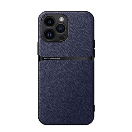Case For(Compatible With iphone 15 Pro Max) Litchi Leather Magnetic Full Coverage Shockproof Pho Premium Leather TPU Silicone Hybrid Texture Is Non-Slip And Shockproof Phone Case Cover (Blue) Cellular phone case
