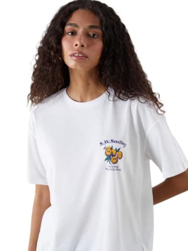 LC WAIKIKI Woman Crew Neck Smiley World Printed Women's T-Shirt