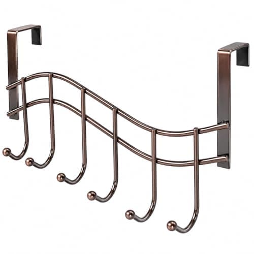 Large Metal Hanger Behind The Door 6 Hook – Nail Free Clothes Hanger for Organizing Clothes, Bags, Towels, Space Saving AM