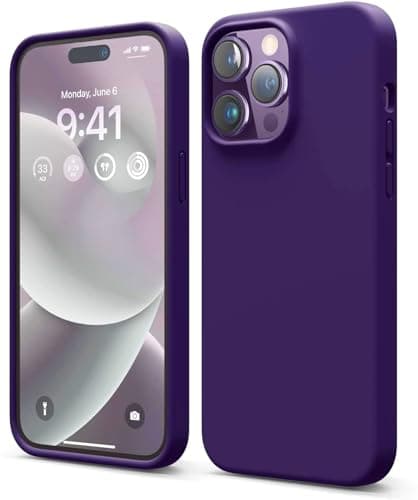 ELMO3EZZ Compatible with iPhone 14 Pro Max Case, Liquid Silicone Case, Full Body Protective Cover, Shockproof, Slim Phone Case, Anti-Scratch Soft Microfiber Lining, 6.7 inch (Purple) Cellular phone case