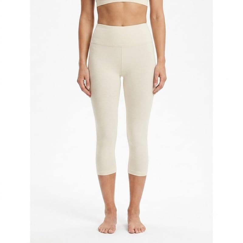 Women's Cream High Waist Capri Leggings – Short Stretch Cropped Pants for Yoga, Fitness & Everyday Casual Wear