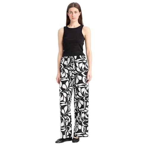 DeFacto Woman Wide Leg Casual Woven Bottom Trousers E9907AX,Black 38