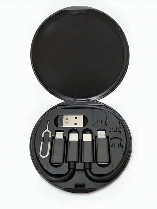 Multifunctional USB Cable Set with Fast Charging and Data Transfer Cable, Multi Storage Box, USB C to Lightning and Micro USB Adapter (Pack of 1) Electronic adapter