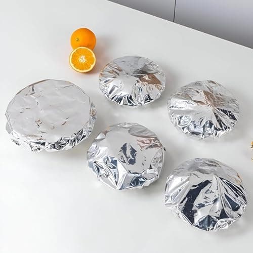 Reusable Silver Thermal Dish Covers - Stretchable Food Storage Lids (Up to 25cm) - 10-Pack for Kitchen & Daily Use