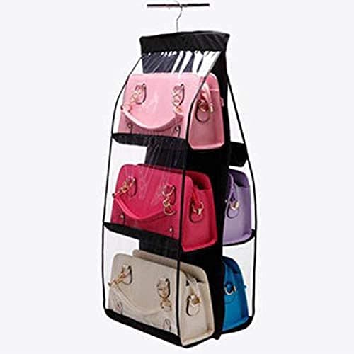 Women's 6 grids non-woven hanging storage hangers (black) Shelf