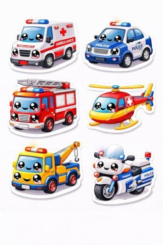 Cute Vehicle Stickers for Kids, Cartoon Transport Designs | Cartoon Design, Multiple Themes
