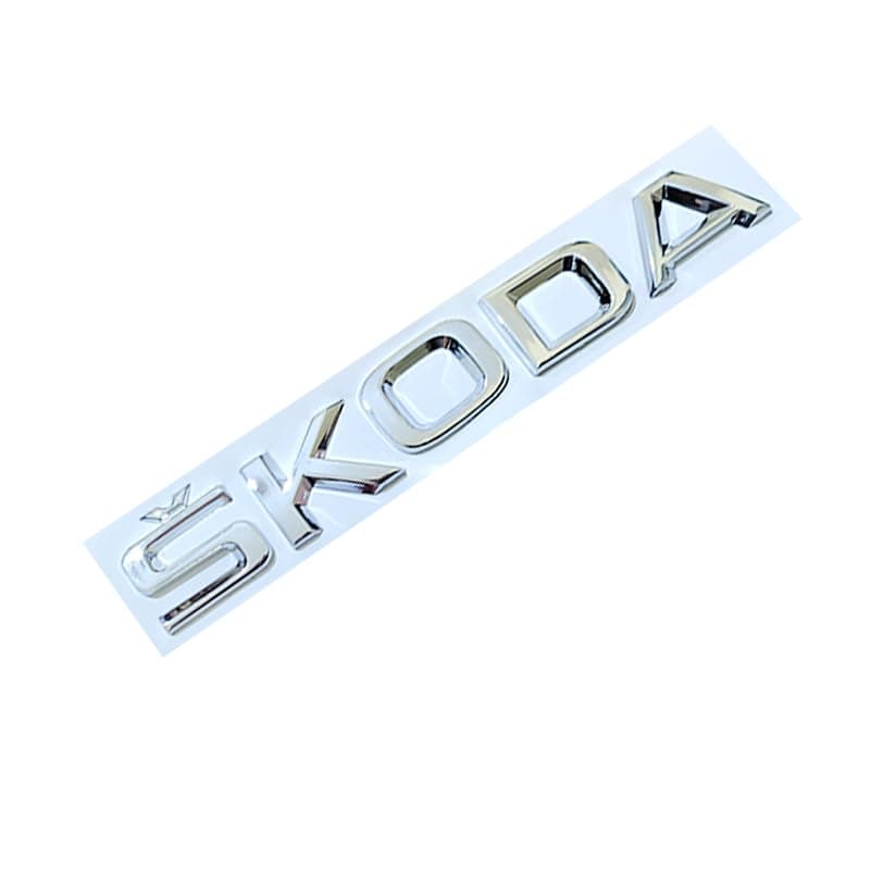 KaberTrade 3D Decal Sticker Decal Sticker Car Decoration Replacement for Lost and Damaged Sign, Chrome Finish (Fit and Compatible with Skoda, Size:15.5cm, Code:2383)